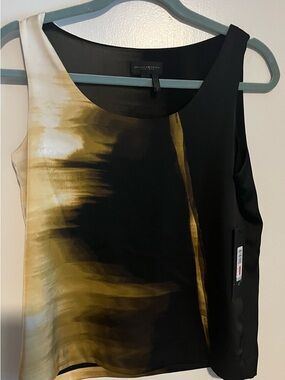 Donna Karan Black, Gold & White Sleeveless Printed Camisole